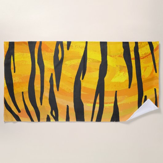 Tiger Print mit Orange Strandtuch (Vorderseite)