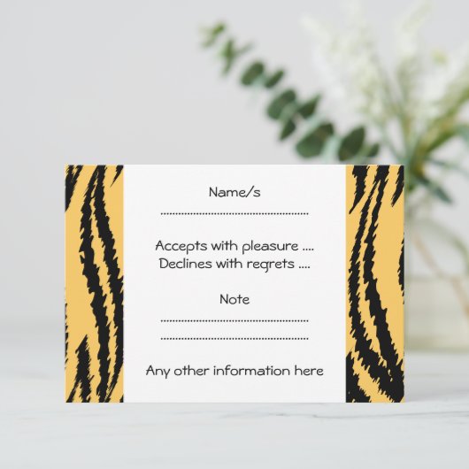 Tiger Print Pattern. Orange und Schwarz. RSVP Karte (Stehend Vorderseite)