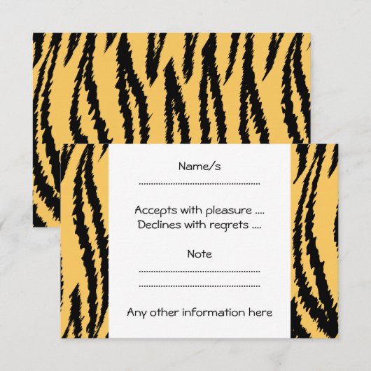 Tiger Print Pattern. Orange und Schwarz. RSVP Karte (Vorne/Hinten)