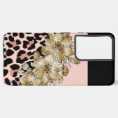 Tiger Print Pink und Black Ivory Blume S21 Fall Samsung Galaxy Hülle (Linke Seite)