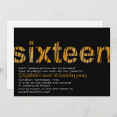 Tiger Print Typografie Design Sweet 16 Einladung (Vorne/Hinten)