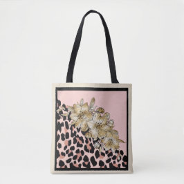 Tiger Print und Mauve und Elfenbeinküste Blume Tas Tasche