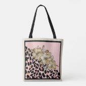 Tiger Print und Mauve und Elfenbeinküste Blume Tas Tasche (Rückseite)