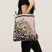 Tiger Print und Mauve und Elfenbeinküste Blume Tas Tasche (Von Nahem)