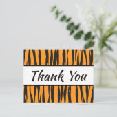 Tiger Print Vielen Dank Gold Black Stripe Hochzeit Postkarte (Stehend Vorderseite)