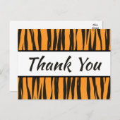 Tiger Print Vielen Dank Gold Black Stripe Hochzeit Postkarte (Vorne/Hinten)