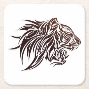 Tiger-Profil Rechteckiger Pappuntersetzer
