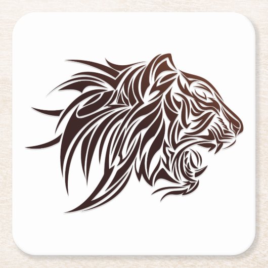 Tiger-Profil Rechteckiger Pappuntersetzer (Vorderseite)