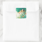 Tiger-Profil schaut durch botanischen Garten Quadratischer Aufkleber (Tasche)