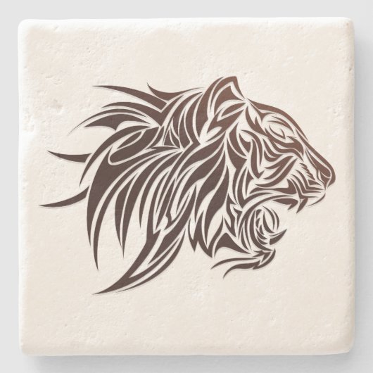 Tiger-Profil Steinuntersetzer (Vorderseite)