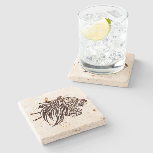 Tiger-Profil Steinuntersetzer (Seitenansicht)