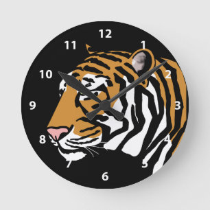 Tiger Profilporträt Runde Wanduhr