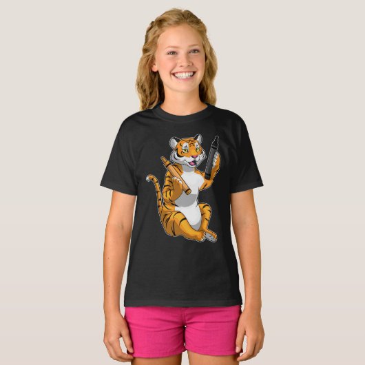 Tiger Pupil Crayon School T-Shirt (Vorne ganz)