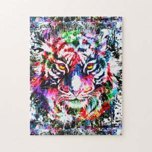 Tiger Puzzle - farbenfrohe Tiger Zeichnend Puzzle