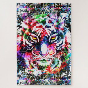 Tiger Puzzle Farblich Zeichnend Abstrakte Kuns