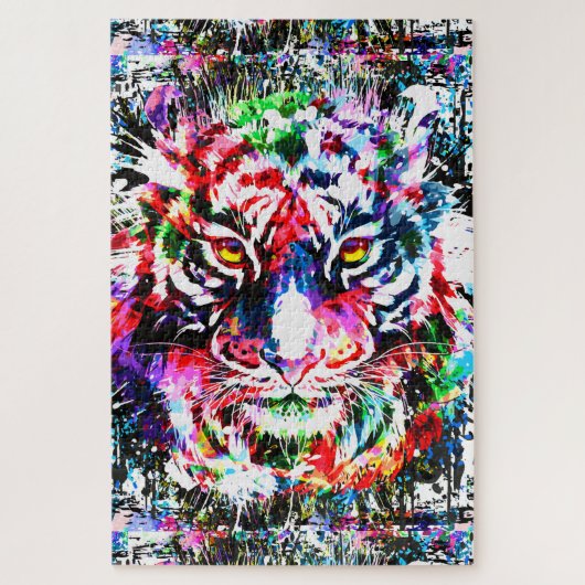 Tiger Puzzle | Farblich Zeichnend | Abstrakte Kuns (Vertikal)