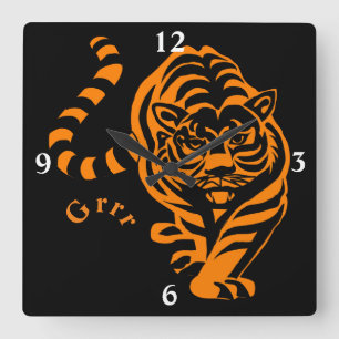 Tiger Quadratische Wanduhr