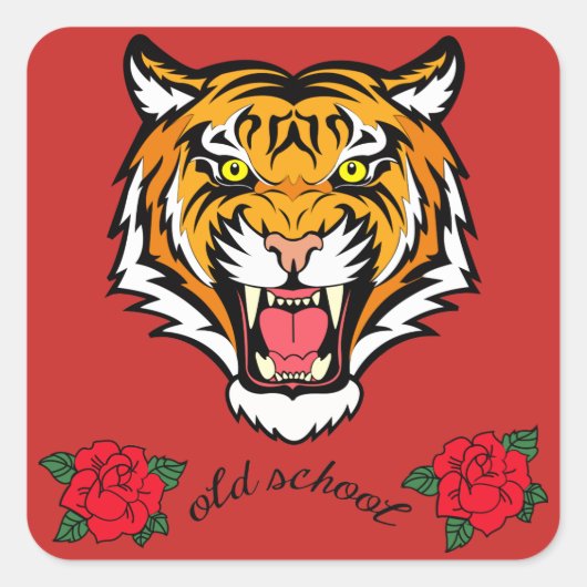 Tiger Quadratischer Aufkleber (Vorderseite)