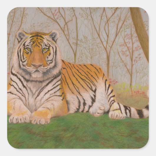 Tiger Quadratischer Aufkleber (Vorderseite)