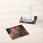 Tiger Rechteckiger Pappuntersetzer (Vor Ort)