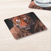 Tiger Rechteckiger Pappuntersetzer (angewinkelt)