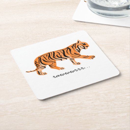 Tiger Rechteckiger Pappuntersetzer (angewinkelt)