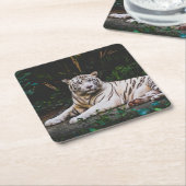Tiger Rechteckiger Pappuntersetzer (angewinkelt)