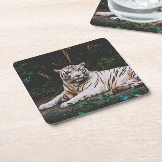 Tiger Rechteckiger Pappuntersetzer (angewinkelt)