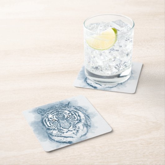 Tiger Rechteckiger Pappuntersetzer (Vor Ort)
