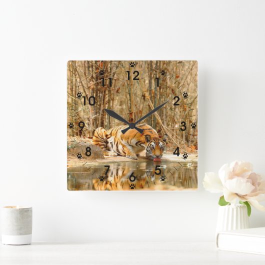 Tiger Reflektion Quadratische Wanduhr (Zuhause)