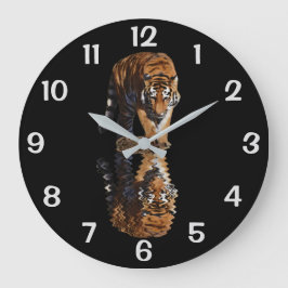 Tiger-Reflexion Große Wanduhr