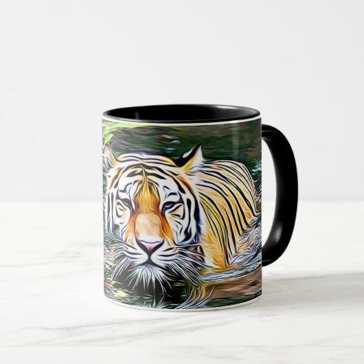 Tiger-Reflexions-Digital-Kunst-Kaffee-Tasse Tasse (VorderseiteRechts)