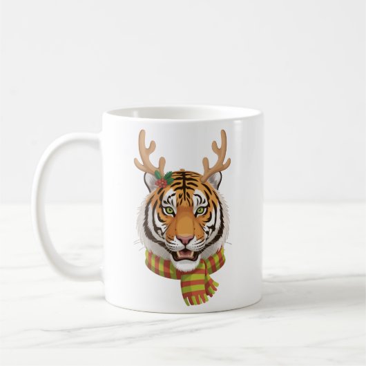 Tiger Reindeer Christmas Animal With Antlers Xmas Kaffeetasse (Links)