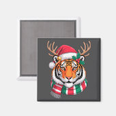 Tiger Reindeer Christmas Santa Hat Tiger Xmas Magnet (Vorderseite/Rückseite)