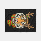 Tiger Reindeer Christmas Shirt Animal With Antlers Fleecedecke (Vorderseite (Horizontal))