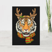 Tiger Reindeer Christmas Shirt Animal With Antlers Karte (Vorderseite)
