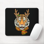 Tiger Reindeer Christmas Shirt Animal With Antlers Mousepad (Mit Mouse)