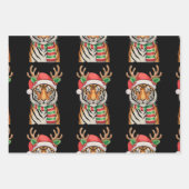 Tiger Reindeer Weihnachtsmannmütze Weihnachten Wei Geschenkpapier Set (Vorderseite)