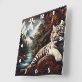 Tiger Relaxen am Berg River Quadratische Wanduhr (Winkel)