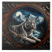 Tiger Relaxen in majestätischen Bergen Fliese (Vorderseite)