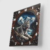 Tiger Relaxen in majestätischen Bergen Quadratische Wanduhr (Winkel)