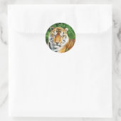 Tiger Relaxing Runder Aufkleber (Tasche)