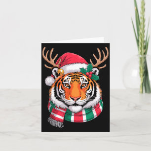 Tiger Rentier Weihnachten Santa Hut Tiger Xmas  Karte