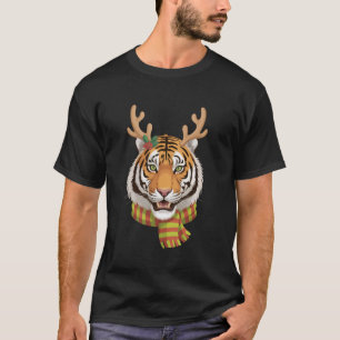 Tiger-Rentier-Weihnachts-Tier Mit Geweih Xmas  T-Shirt
