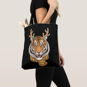 Tiger-Rentier-Weihnachts-Tier Mit Geweih Xmas Tasche
