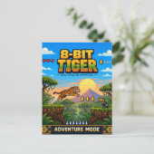 Tiger, Retro-8-Bit-Pixel-Art Postkarte (Stehend Vorderseite)