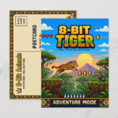 Tiger, Retro-8-Bit-Pixel-Art Postkarte (Vorne/Hinten)