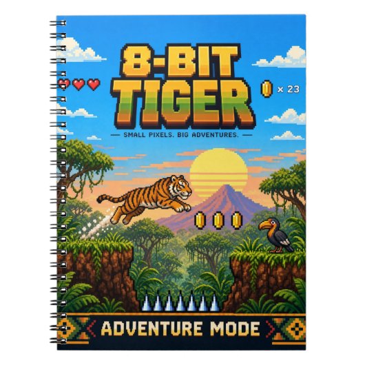 Tiger, Retro 8-Bit Pixelkunst Notizblock (Vorderseite)
