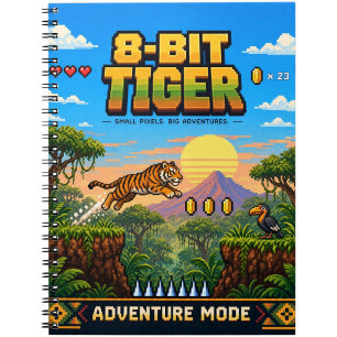 Tiger, Retro 8-Bit Pixelkunst Notizblock