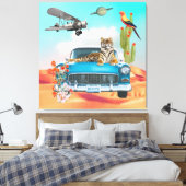 Tiger Retro Car Wüste Kaktus Surreal Collage Leinwanddruck (Insitu (Schlafzimmer))